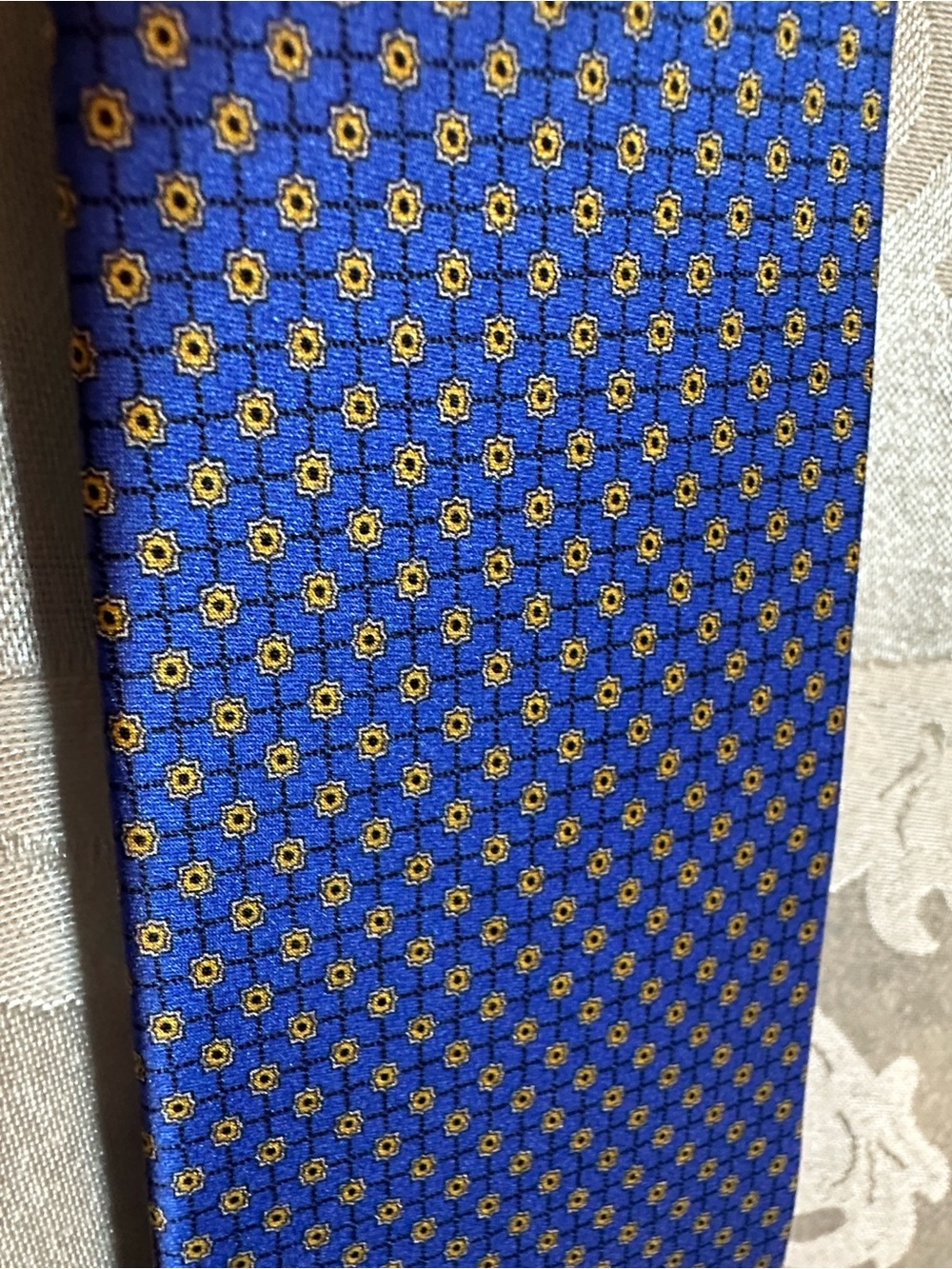 Silvio Fiorello Tie handmade in Italy 100% Silk Classic Elegant Blue Micro-Dot